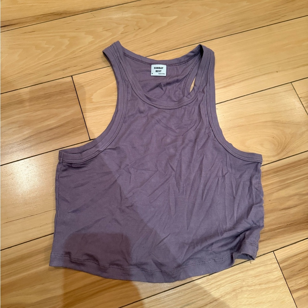 Purple Ribbed Tank Top